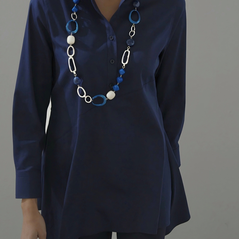 Elegant Navy Blue Women's Top